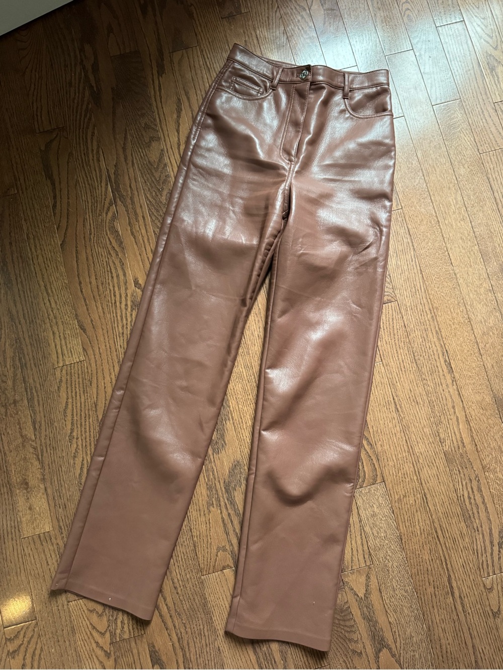 Wilfred Melina Brown Faux Leather Straight-Leg Jeans